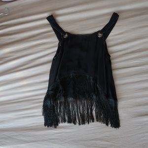 Black Free People Fringe Tank Top